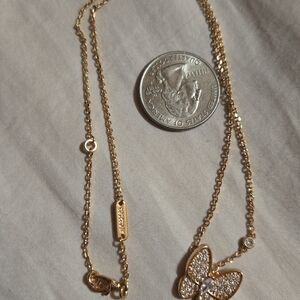 14k Rose Gold Over SS 925 Designer Inspired Butterfly Pendant Necklace.18in